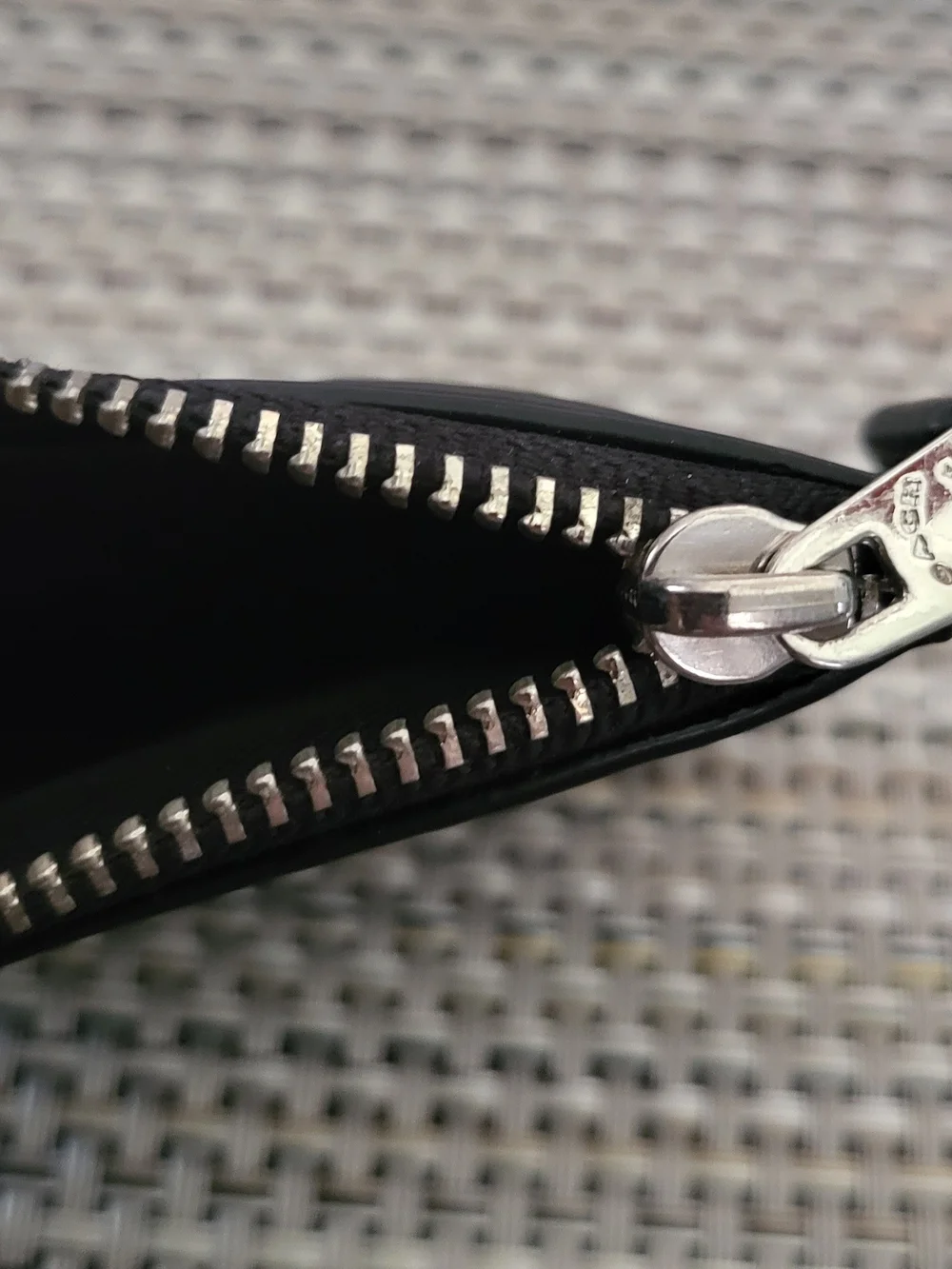 COACH Black Signature Zip Card Case Keyring
